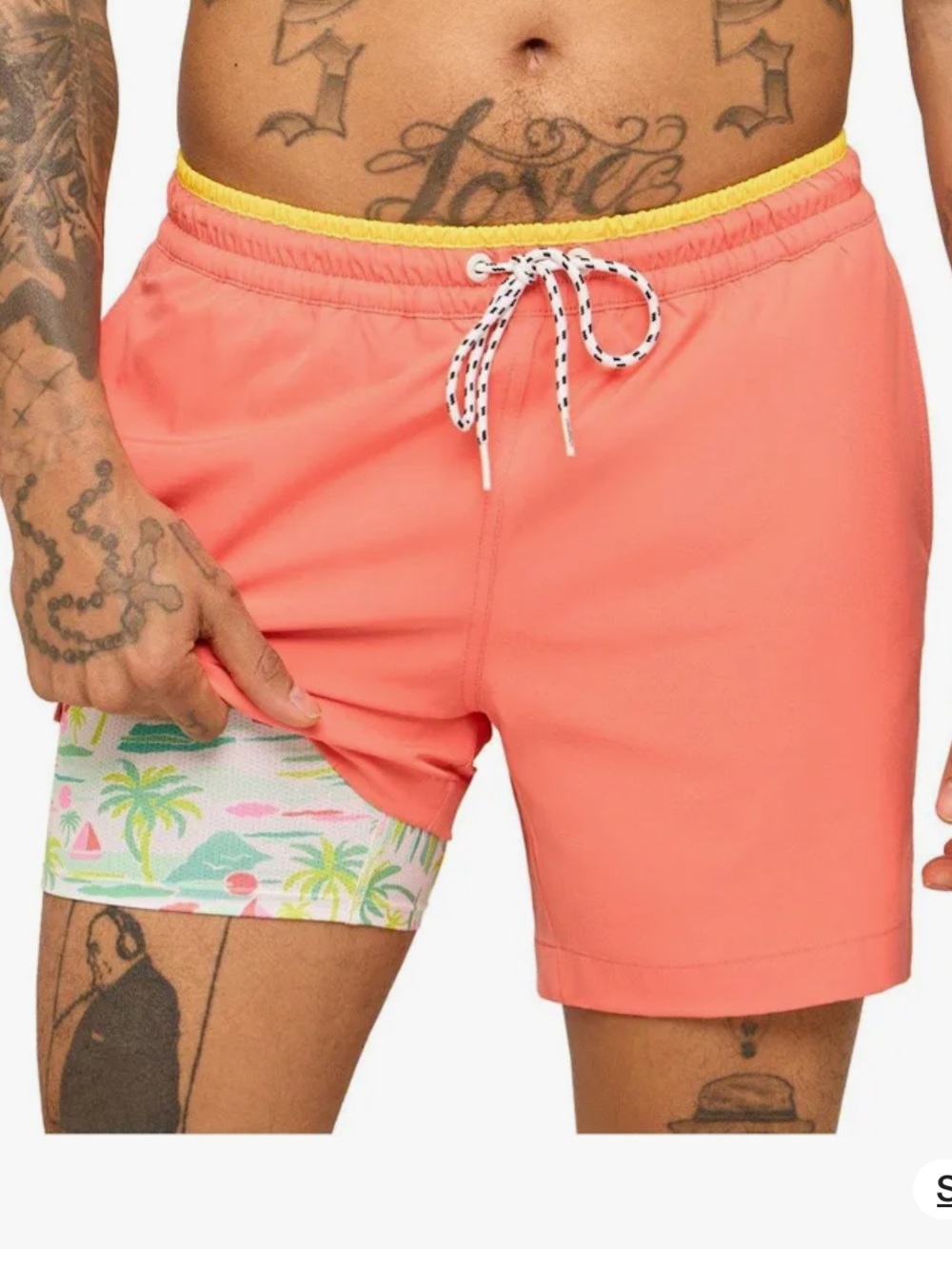 CHUBBIES 5.5" SWIM TRUNKS 2IN1 LINER PEACH PERFECT